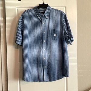 Chaps Men's Blue Gingham Button Down Shirt XL